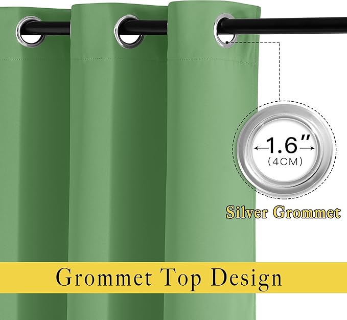 NICETOWN Forest Green Room Darkening 102 inch Curtains, Grommet Thermal Curtains Weighted Window Treatments for Living Room/Farmhouse, W46 x L102, 2 Panels