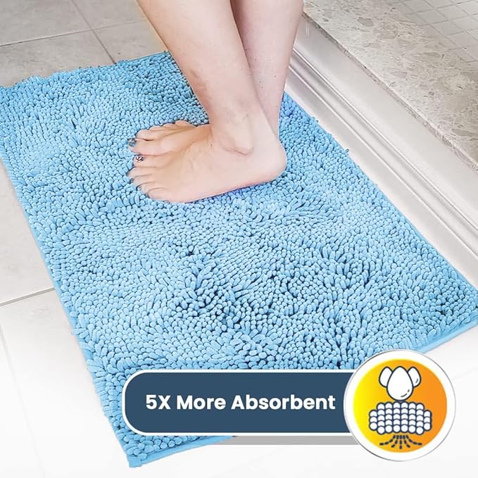 Muddy Mat® | Super Absorbent Door Mat Indoor, Microfiber Quick Dry Chenille Entryway Rug, Non-Slip Front Door Mat, Indoor Mats for Entryway, Machine Washable Pet Rug, Sky Blue 48"x60"