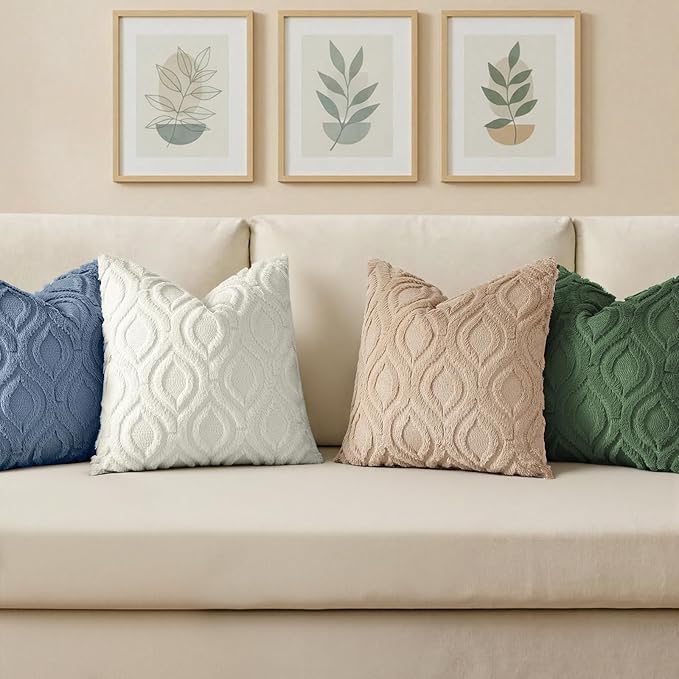 decorUhome Throw Pillow Covers 22x22 Inch Set of 2, Soft Plush Faux Wool Dusty Blue Solid Couch Pillow Covers, Accent Euro Sham Farmhouse Neutral Square Pillow Cases for Sofa Bed Living Room