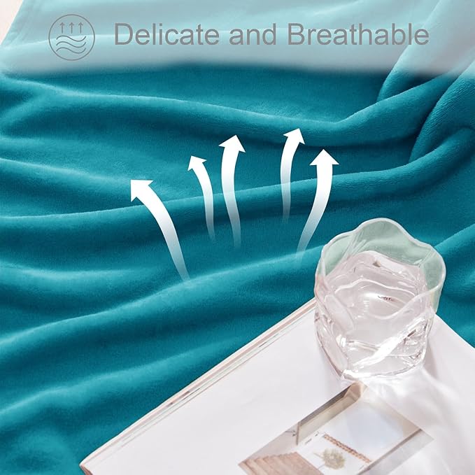 Exclusivo Mezcla Fleece Teal Throw Blanket for Couch, Sofa, Super Soft and Warm Blankets, All Season, Cozy, Plush, Lightweight, 50x60 Inches