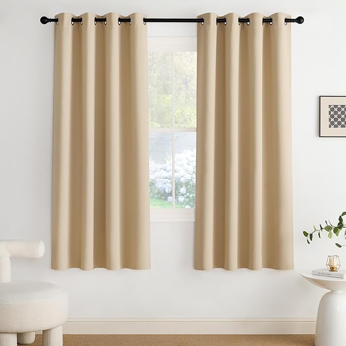 NICETOWN Blackout Curtains Grommet 2 Panels 72 Inches Long, Biscotti Beige
