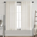 Cream Linen Curtains 65 Inch Length for Living Room 2 Panels Set Neutral Modern Farmhouse Window Curtain Semi Sheer Light Filtering Privacy Back Tab Rod Pocket Drapes for Bedroom Natural Ivory 52x65