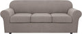 H.VERSAILTEX 4 Piece Stretch Sofa Covers for 3 Cushion Couch Covers for Living Room Furniture Slipcovers (Base Cover Plus 3 Seat Cushion Covers) Upgraded Thicker Jacquard Fabric (Sofa, Taupe)