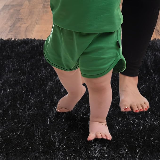 Soft Runner Rugs for Bedroom Hallways, 2x4 Black Fluffy Shag Throw Area Rug Non Slip for Bedside Dorm, Long Shaggy Furry Carpet for Nursery Living Room
