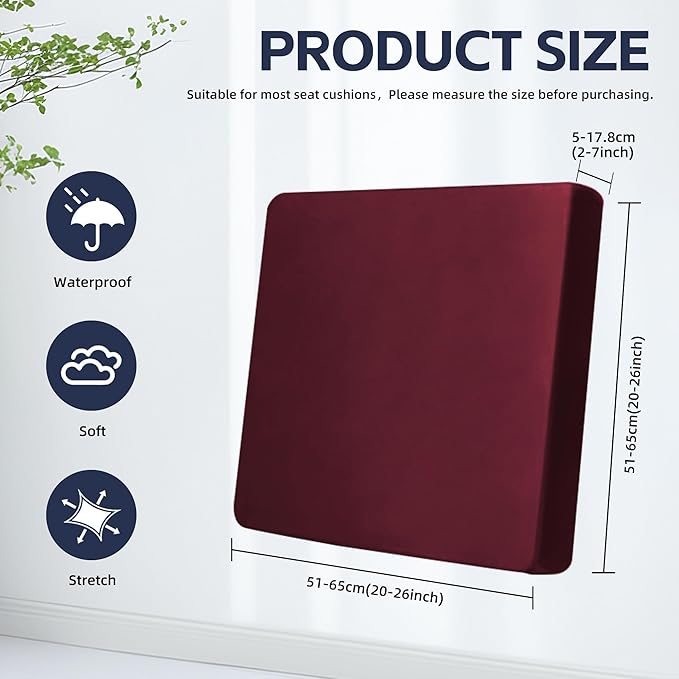8Pcs Outdoor Cushion Covers, Patio Cushion Covers,Stretch Elastic Slipcovers, Replacement Washable & Reusable Furniture Protector for Patio Couch (Claret,Cover Only)