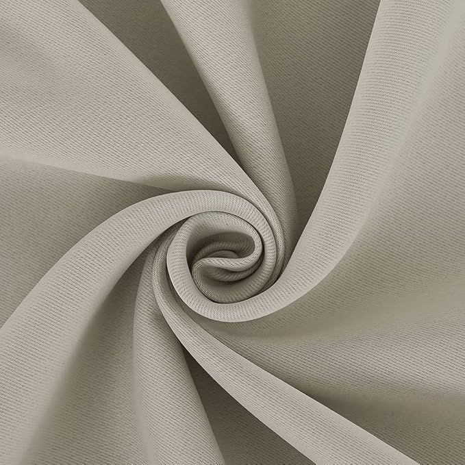 NICETOWN Natural Blackout Curtains Panels for Bedroom, 2 Panels, 52 x 92 Inch, 3 Pass Microfiber Noise Reducing Thermal Insulated Solid Ring Top Blackout Window Drapes