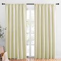 NICETOWN Living Room Curtains, Home Decorations Thermal Insulated Solid Rod Pocket Blackout Drapes for Cafe (Beige, One Pair, 70 x 84-inch)