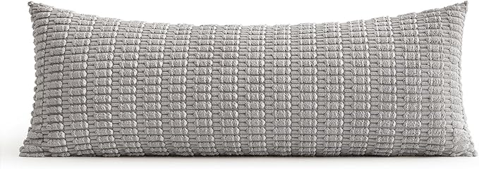 MIULEE Pack of 1 Light Grey Long Body Lumbar Decorative Throw Pillow Cover 14x36 Inch for Bed Couch Sofa Living Room Soft Boho Pillow Cover Modern Farmhouse Home Decor