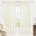 LAMIT Natural Linen Curtains for Bedroom, 72 Inch Faux Linen Textured Light Filtering Drapes Rod Pocket Window Panels for Living Room/Sliding Door, Set of 2 Panels, 52 x 72 Inch, Cream