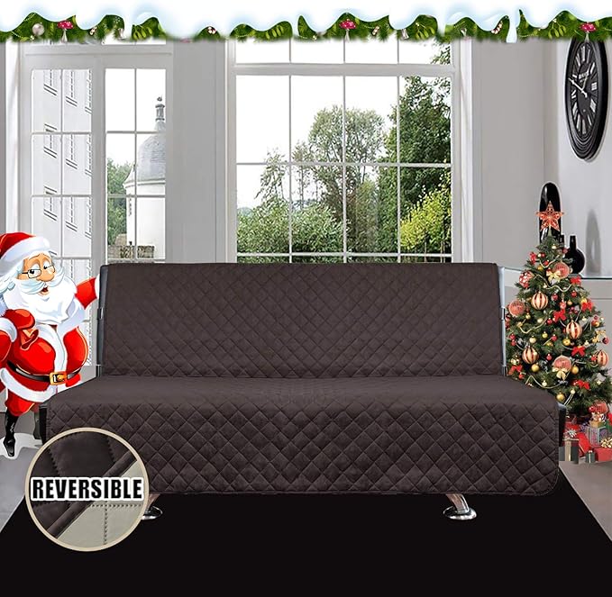 Easy-Going Futon Sofa Slipcover Reversible Sofa Cover Armless Cover Furniture Protector Couch Cover Water Resistant Pets, Kids, Children, Dog, Cat Chocolate/Beige