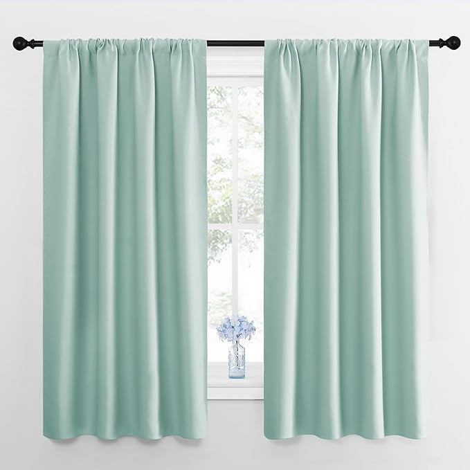 NICETOWN RV Blackout Curtains for Camper Windows, Aqua Blue, 29" Wide by 50" Long, 2 PCs, Short Blackout Curtains & Drapes, Thermal Insulated Blackout Curtain Panels for Kids Room, Play Room