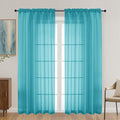OVZME Turquoise Sheer Curtains 72 Inches Long 2 Panels Set, Light Filtering Sheer Curtains for Living Room Bedroom 59 Inch Extra Wide, Modern Voile Filmy Rod Pocket Window Drapes, 59Wx72L Inches