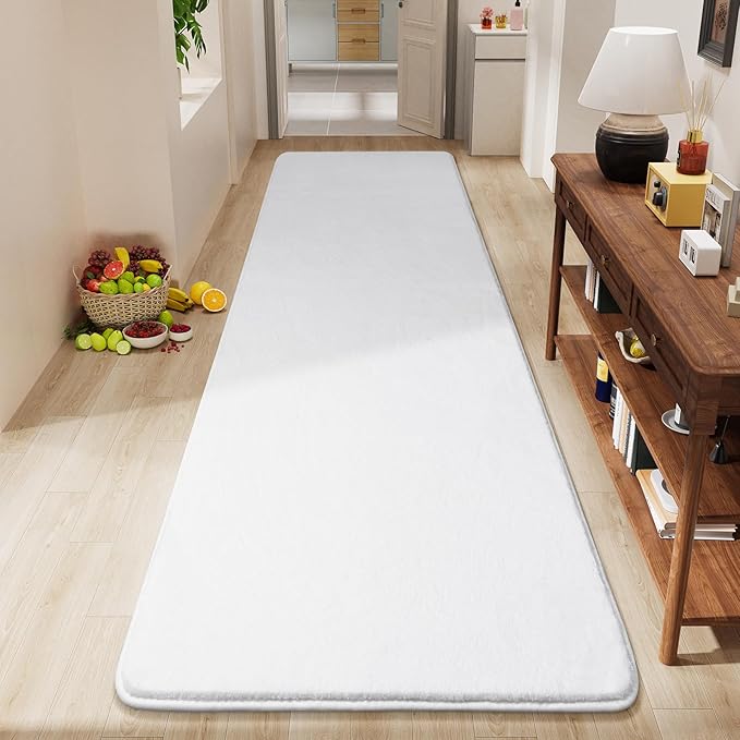 Amearea Modern Soft Hallway Runner Rug, 2x8 Feet Area Rug Runners for Hallways, Washable Runner Rugs, Non Slip Memory Foam Rug White Runner Rugs Carpet for Entrance Kitchen Kids Room Decor