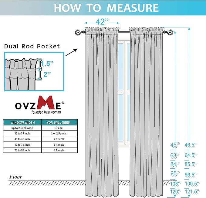 OVZME 2 Pack Ivory Sheer Curtain Panels - 120 Inches Length Light Filtering Sheer Curtains for Living Room, Elegant Window Treatments for Sliding Glass Door, Each 42" W x 120" L