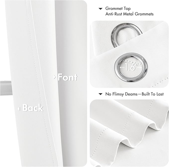 MIULEE Pure White Blackout Curtains for Bedroom Living Room 84 Inches Long 2 Panels, Thermal Insulated Room Darkening Drapes Solid Grommet Noise Reduction Light Blocking Window Treatments 50x84 Inch