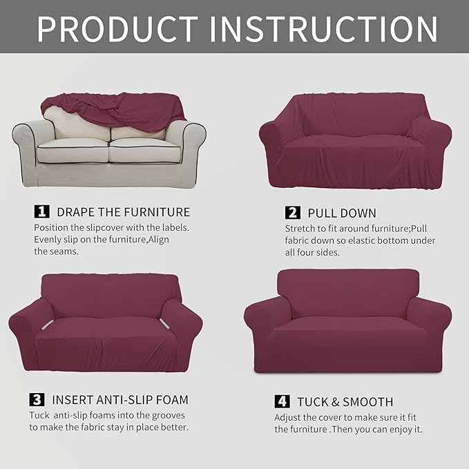 Easy-Going Stretch Chair Sofa Slipcover 1-Piece Couch Sofa Cover Furniture Protector Soft with Elastic Bottom for Kids, Pet. Spandex Jacquard Fabric Small Checks (Chair, ASH Rose)