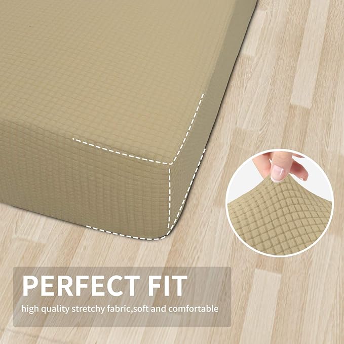 Easy-Going Stretch Cushion Cover Sofa Cushion Furniture Protector Sofa Seat Sofa slipcover Sofa Cover Soft Flexibility with Elastic Bottom(Chair Cushion,Beige)