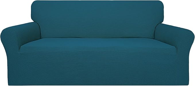 Easy-Going 100% Waterproof Couch Cover, Dual Waterproof Sofa Cover, Stretch Jacquard Sofa Slipcover, Leakproof Furniture Protector for Kids, Pets, Dog and Cat(Oversized Sofa, Peacock Blue)