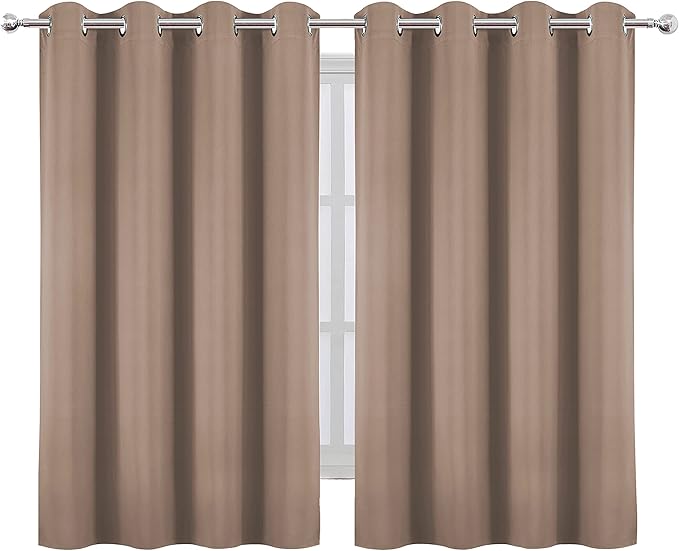 LEMOMO Cappuccino Blackout Curtains/52 x 45 Inch Length Set of 2 Panels Grommet Short Bedroom Curtains