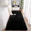 Chicrug Soft Runner Rugs for Bedroom Living Room Plush Fluffy Rug 3x8 Feet, Shag Furry Area Rug Carpet Non Shedding for Nursery Children Kids Girls Room Home Decorative, Black