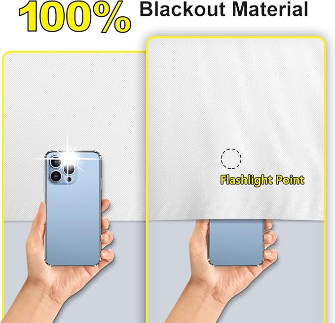 FADOTY Cuttable Blackout Shades Fabric Sheet, Blackout Curtains for Bedroom, Portable 100% Black Out Window Cover Film, No Drill Window Blinds, Sun Heat Light Blocker for Travel Media Dorm, 57'' W