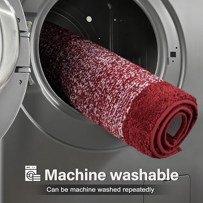 48x32 Large Bathroom Rugs Washable Non Slip, Red Bath Mat for Bathroom Floor Tub, Soft Absorbent Quick Dry Mats for Shower, Bathtub,Home Decor