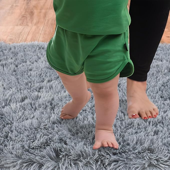 Soft Runner Rugs for Bedroom Hallways, 2 Packs 2x3 Grey Fluffy Shag Throw Area Rug Non Slip for Bedside Dorm, Long Shaggy Furry Carpet for Nursery Living Room