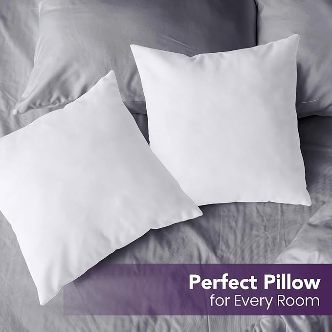Utopia Bedding 24x24 Pillow Inserts, Set of 2, White – Indoor Decorative Throw Pillows for Bed, Sofa & Couch – Soft, Supportive & Fluffy Cushion Inserts