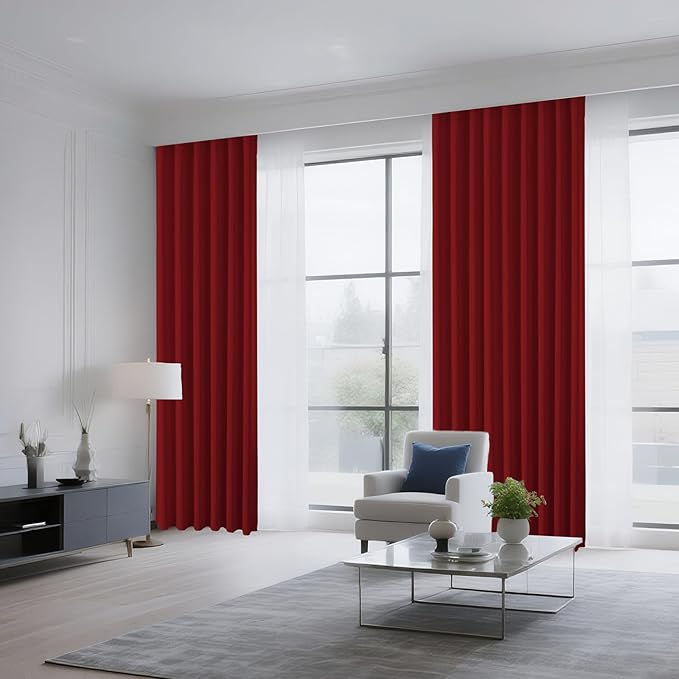 CUCRAF Red Blackout Curtains Customize, Rod Pocket Room Darkening Curtain for Bedroom Living Room, Thermal Insulated Window Drapes 1 Panel (Custom Size, Color)