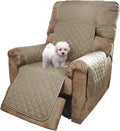 U-NICE HOME Recliner Chair Covers Reversible Chair Cover Pet Covers for Dogs with Elastic Straps Water Resistant Diamond Quilted (28''Recliner Oversized, Khaki/Light Grey)