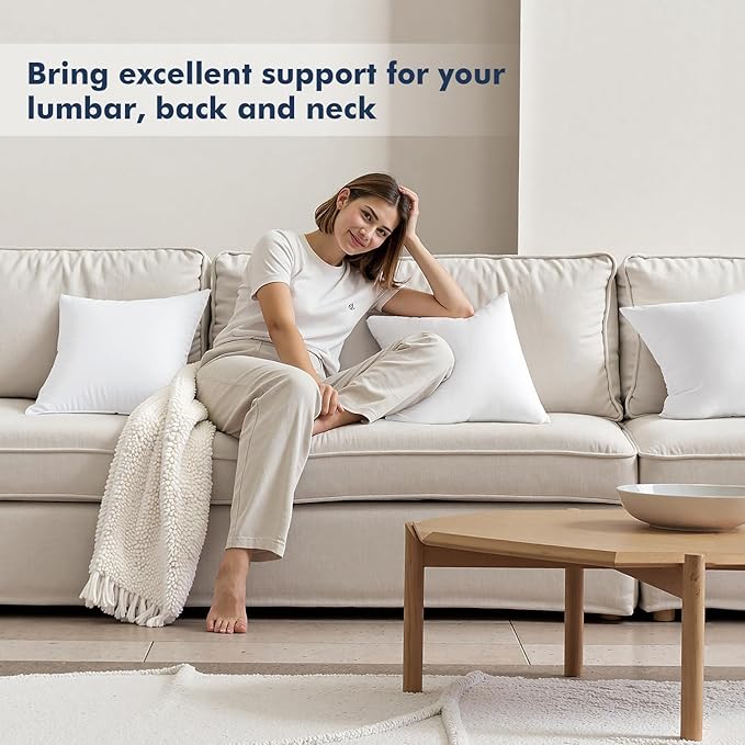 MIULEE Throw Pillows Inserts, Pack of 4 22x22 Inch 100% Virgin Fiber Filling Bed Couch Pillows
