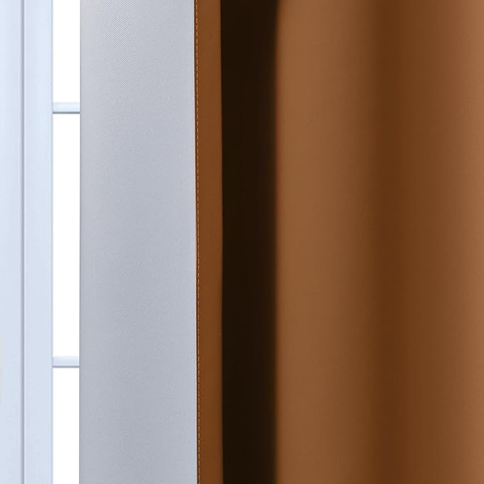Yakamok Greyish White and Burnt Orange Ombre Curtains,Light Blocking Curtains,Room Darkening Grommet Window Drapes for Bedroom(Burnt Orange,52x84 Inch,2 Panels)