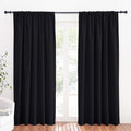 RYB HOME Blackout Curtains for Bedroom Living Room 72 inches Long, Thermal Insulated Privacy Rod Pocket Drapes for Nursery Office Home Theater, Width 34 by Length 72, Black, 2 Panels