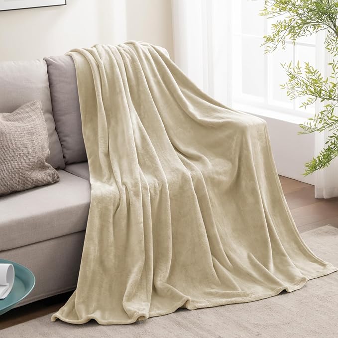 BEDELITE Fleece Blanket Linen Throw Blankets for Couch & Bed, Luxury Plush Cozy Fuzzy Blanket 50" x 60", Super Soft Warm Lightweight Throw Blanket for Travel Camping