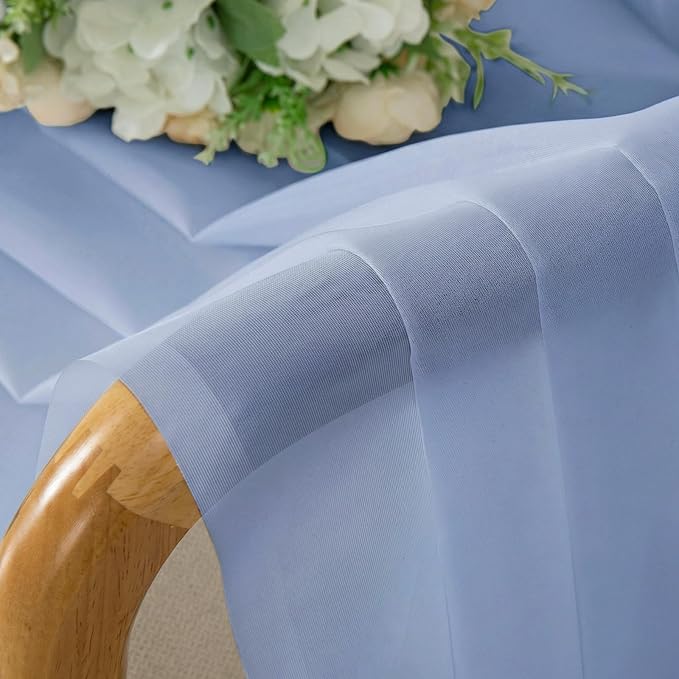 OWENIE Sheer Curtains 63 Inch Length 2 Panels Set for Bedroom Living Room, Modern Soft Solid Light Filtering Sheer Curtain, Rod Pocket Window Treatments, 42" Wx63 L, Demin
