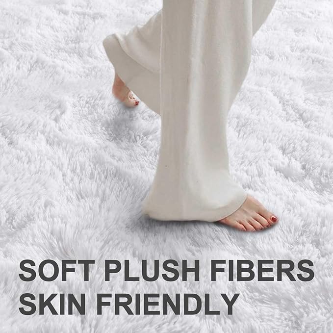 4x6 Ft Shag Rugs for Bedroom Living Room, Ultra Soft Fluffy Furry Area Rugs for Indoor Floor, Aesthetic Carpet for Kids Home Decor (White)