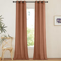 NICETOWN Caramel Linen Curtains for Kitchen, Thick Flax Small Window Treatments Semi Sheer Privacy Assured with Light Through for Cafe/Bathroom, W34 x L96, 2 Panels
