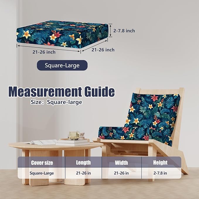 8Pcs Stretch Patio Cushion Covers, Outdoor Couch & Sofa Replacement Slipcovers for Patio Furniture Cushion Covers, Washable Reusable Furniture Protector
