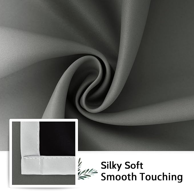 SimpleHome Ombre 100% Blackout Curtains for Bedroom, Full Light Blocking Black and Greyish White Curtains, Thermal Insulated Grommet Window Drapes for Living Room,2 Panels, 52x96 inches Length