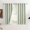 NICETOWN Sage Green Kitchen Linen Completely Shaded Draperies, 2 Pieces, W62 x L63, Privacy Protection & Noise Reducing Ring Top Drapes, White Lined Insulated Window Treatment Curtain Panels