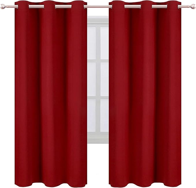 LEMOMO Red Thermal Blackout Curtains/42 x 72 Inch/Set of 2 Panels Room Darkening Curtains for Bedroom