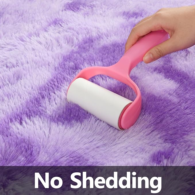 Deerhoo Large Shag Area Rugs 8 x 10, Tie-Dyed Plush Fuzzy Rugs for Living Room, Ultra Soft Fluffy Furry Rug for Bedroom, Indoor Carpet Nursery Rugs for Kids Room Home Decor, Purple