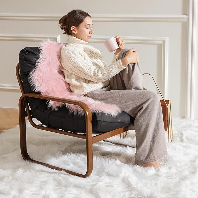 Ashler Faux Fur Rug, Fluffy Shaggy Area Rug Ultra Soft 5 x 7 Feet Rectangle Fur Rug White Fuzzy Rug Machine Washable Shag Rug, Nursery Decor Throw Rugs for Bedroom, Kids Room, Living Room