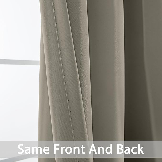 Yakamok Premium Room Darkening Thermal Insulated Curtains for Bedroom/Living Room - Classic Grommet Top (2 Panels, Taupe, 42 Inch by 63 Inch)