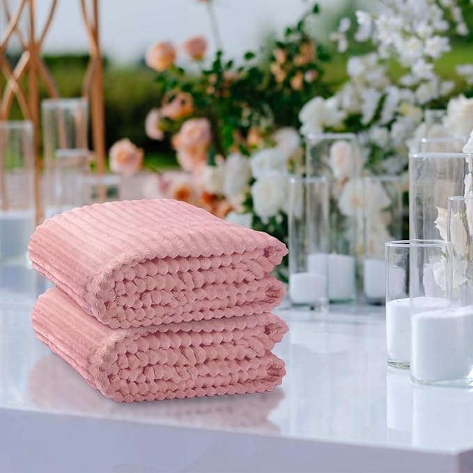 Buryeah 12 Pcs Flannel Throw Blanket Bulk 50 x 60 in Sleepover Blanket Outdoor Wedding Throw Lightweight, Oeko-tex Standard 100 Certified for Sofa Homeless Gifts (Dusty Pink)