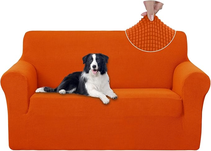 U-NICE HOME Loveseat Cover Stretch Couch Cover Sofa Cover Sofa Slipcover Furniture Protector for 2 Cushion Couch Sofa Pet Friendly(Loveseat, Orange)