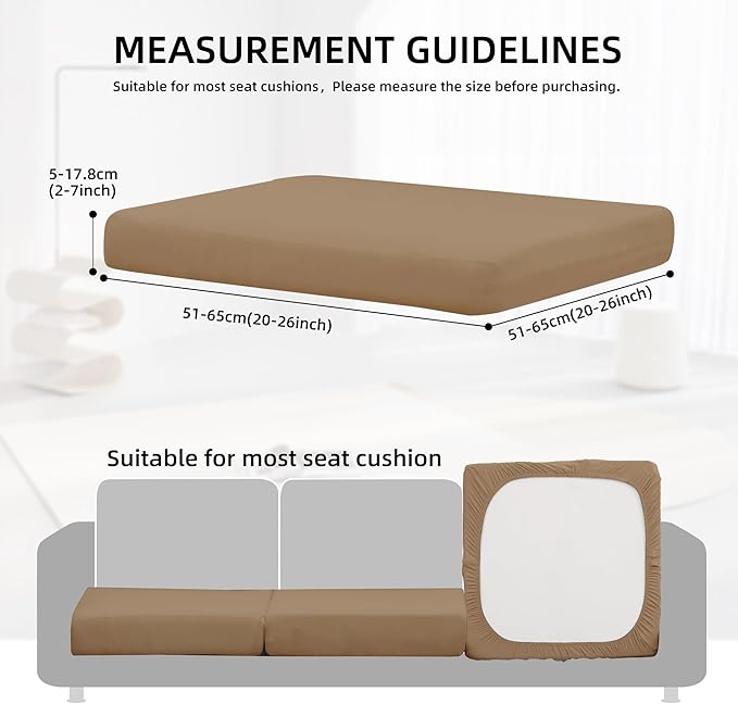 8Pcs Outdoor Cushion Covers, Patio Cushion Covers,Stretch Elastic Slipcovers, Replacement Washable & Reusable Furniture Protector for Patio Couch (Khaki,Cover Only)