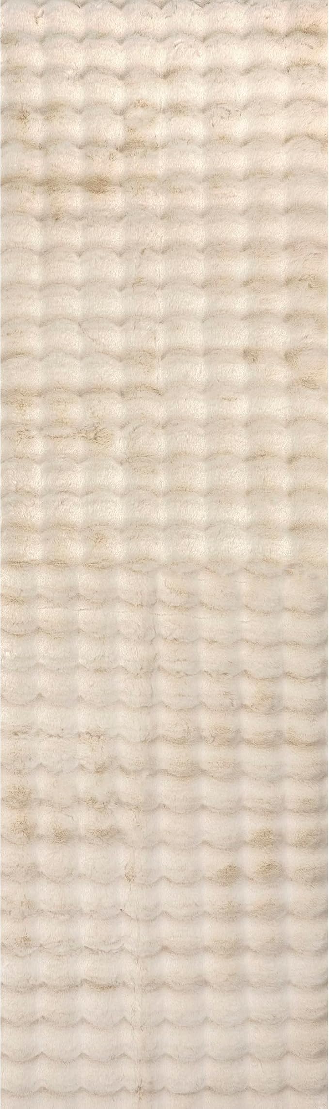 nuLOOM Jeni Beige, 2'6" x 6', Solid Faux Rabbit, Fluffy and Cozy, High Traffic, Stain Resistant, Easy Clean, Durable Washable Runner for Bedroom, Living Room, Dining, Den, Foyer, Entryway