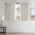 Short Linen Blackout Curtain Tiers 48 Inches Long 2 Panels Set Ivory Birch Thick Linen Texture Curtain Drapes for Small Window Heat Blocking Thermal Insulated Kitchen Bathroom Basement loft(52"Wx48"L)