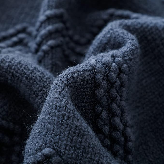 BOURINA Navy Throw Blanket 50x60 Inches Throw Textured Solid Soft Sofa Throw Couch Cover Knitted Decorative Blanket